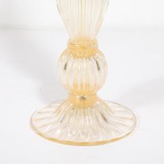 Pair of Modernist Reeded Translucent Glass Table Lamps with 24 karat Gold Flecks - 4745281