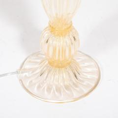 Pair of Modernist Reeded Translucent Glass Table Lamps with 24 karat Gold Flecks - 4745290