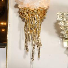 Pair of Modernist Sconces in Exploded 24K Gilt Bronze Crystal by Claude Boeltz - 3703301