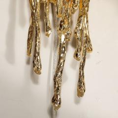 Pair of Modernist Sconces in Exploded 24K Gilt Bronze Crystal by Claude Boeltz - 3703309