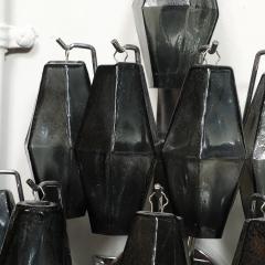 Pair of Modernist Smoked Gray Murano Glass Diamond Form Polyhedral Wall Sconces - 4828122