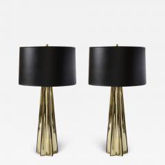 Pair of Modernist X Form Table Lamps in Hand Blown Murano Smoked Gold Glass - 3110914