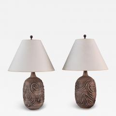 Pair of Modernist earthenware lamps - 4412113
