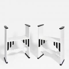 Pair of Modernist white wooden painted stools Portugal 1930s - 4536159