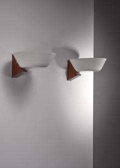 Pair of Modernist wood and metal wall lamps - 1702753