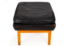 Pair of Mogens Hansen MH195 Black Leather Armchairs with Ottoman Stool - 4828788