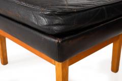 Pair of Mogens Hansen MH195 Black Leather Armchairs with Ottoman Stool - 4828792