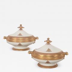 Pair of Monogrammed Paris Porcelain and Gilt Serving Bowls France circa 1890 - 2812774