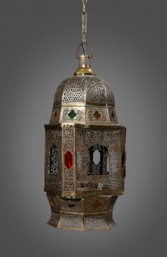 Pair of Monumental 19thC Moroccan Lanterns w Silver Brass Copper Inlay - 3161486