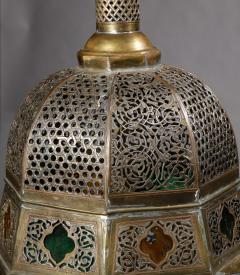 Pair of Monumental 19thC Moroccan Lanterns w Silver Brass Copper Inlay - 3161492