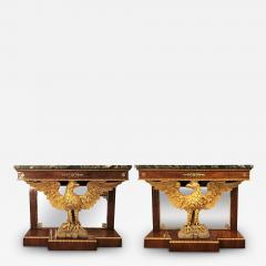 Pair of Monumental Federal Style Console Table with Carved Opposing Eagles - 3018082