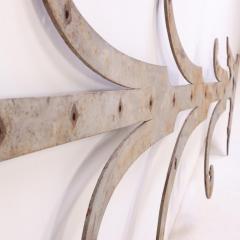 Pair of Monumental French Iron Strap Hinges Scroll and Arrow Form C 1890  - 4244652