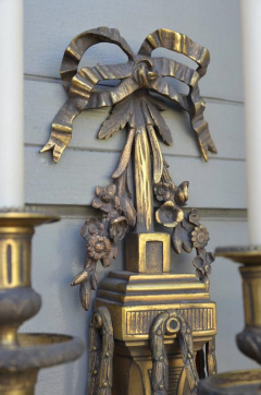 Pair of Monumental Gilt Bronze Louis XVI Style Sconces - 920475