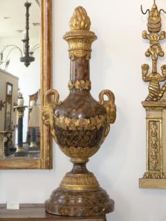 Pair of Monumental Giltwood and Faux Marble Urns - 452506