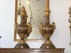 Pair of Monumental Giltwood and Faux Marble Urns - 452536