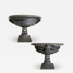 Pair of Monumental Italian Neoclassic Grand Tour Marmo Grigio Tazza - 4703657