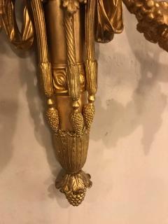 Pair of Monumental Three Light Sconces Solid Bronze Louis XVI Style - 1306170