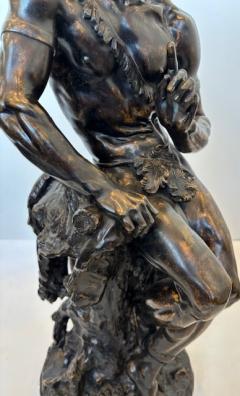 Pair of Moreau French Victorian bronze seated nubian figures with feathers in ha - 4628515