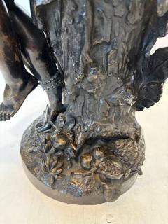 Pair of Moreau French Victorian bronze seated nubian figures with feathers in ha - 4628519