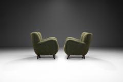 Pair of Moss Green Upholstered Armchairs Europe 20th century - 3931782