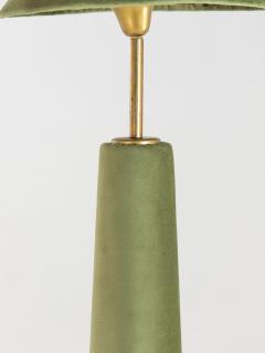 Pair of Moss Green Velvet Floor Lamps French Late 20th C  - 4576758