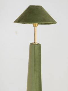 Pair of Moss Green Velvet Floor Lamps French Late 20th C  - 4576763