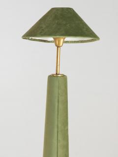 Pair of Moss Green Velvet Floor Lamps French Late 20th C  - 4576764