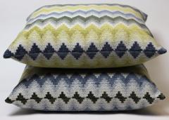 Pair of Multi Color Chevron Pattern Pillows Jim Thompson Fabric - 2071598