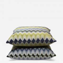 Pair of Multi Color Chevron Pattern Pillows Jim Thompson Fabric - 2072348