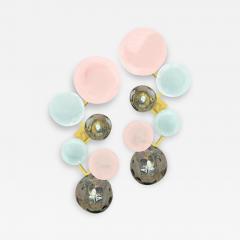 Pair of Multi Color Murano Glass Globe and Brass Sconces - 4003947