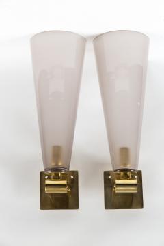 Pair of Murano Blown Fluted Amethyst Wall Lights Contemporary - 2724552