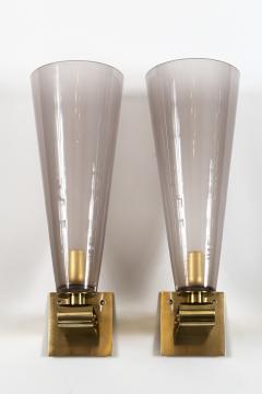 Pair of Murano Blown Fluted Amethyst Wall Lights Contemporary - 2724574