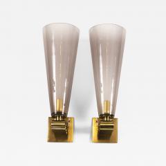 Pair of Murano Blown Fluted Amethyst Wall Lights Contemporary - 2730022