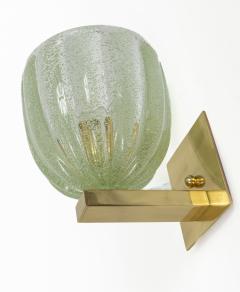 Pair of Murano Blown Lime Glass Wall Lights Contemporary UL Certified - 4586932