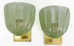 Pair of Murano Blown Lime Glass Wall Lights Contemporary UL Certified - 4586934