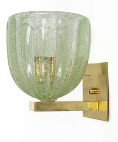 Pair of Murano Blown Lime Glass Wall Lights Contemporary UL Certified - 4586935