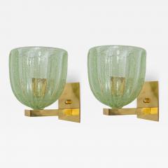 Pair of Murano Blown Lime Glass Wall Lights Contemporary UL Certified - 4590412