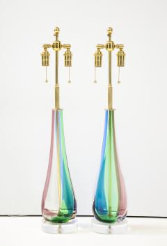 Pair of Murano Candy Stripe Glass Lamps - 2091279