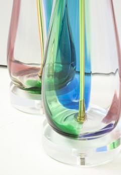 Pair of Murano Candy Stripe Glass Lamps - 2091287