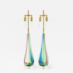 Pair of Murano Candy Stripe Glass Lamps - 2094074