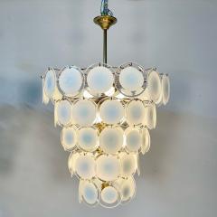 Pair of Murano Disc Mid Century Modern Chandeliers Antiqued Brass New Wired - 3133320