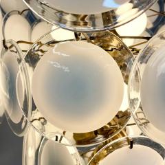 Pair of Murano Disc Mid Century Modern Chandeliers Antiqued Brass New Wired - 3133324