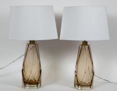 Pair of Murano Gem Faceted Salmon Table Lamps Contemporary - 3777731