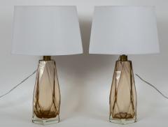 Pair of Murano Gem Faceted Salmon Table Lamps Contemporary - 3777732