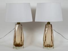 Pair of Murano Gem Faceted Salmon Table Lamps Contemporary - 3777733