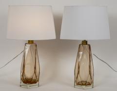 Pair of Murano Gem Faceted Salmon Table Lamps Contemporary - 3777734