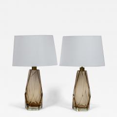 Pair of Murano Gem Faceted Salmon Table Lamps Contemporary - 3778396