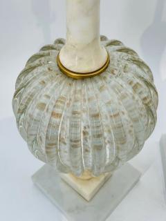 Pair of Murano Glass Alabaster Table Lamps Italy 1960s - 3319324