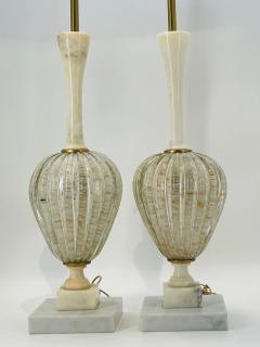 Pair of Murano Glass Alabaster Table Lamps Italy 1960s - 3319325