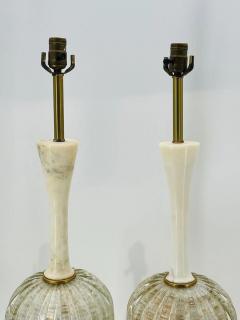 Pair of Murano Glass Alabaster Table Lamps Italy 1960s - 3319327
